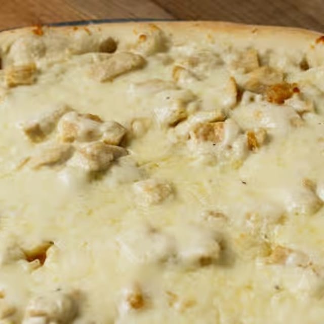 Chicken Alfredo Pizza.