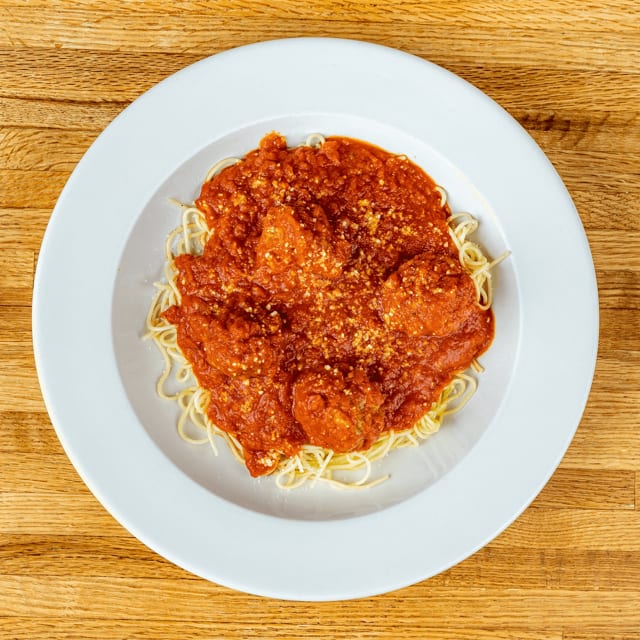 Spaghetti with Meatballs or Meat Sauce.