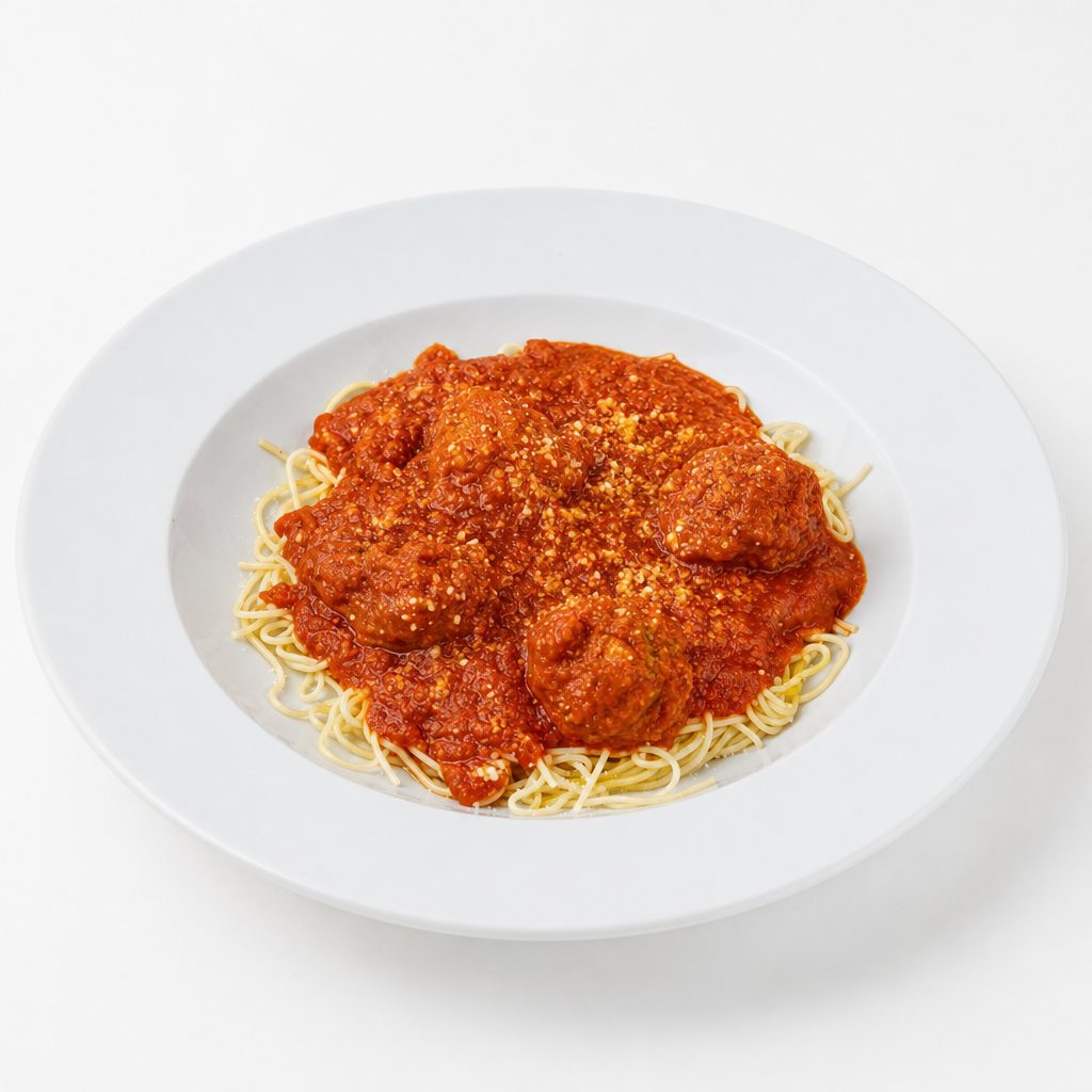 Spaghetti with Sausage or Mushrooms.