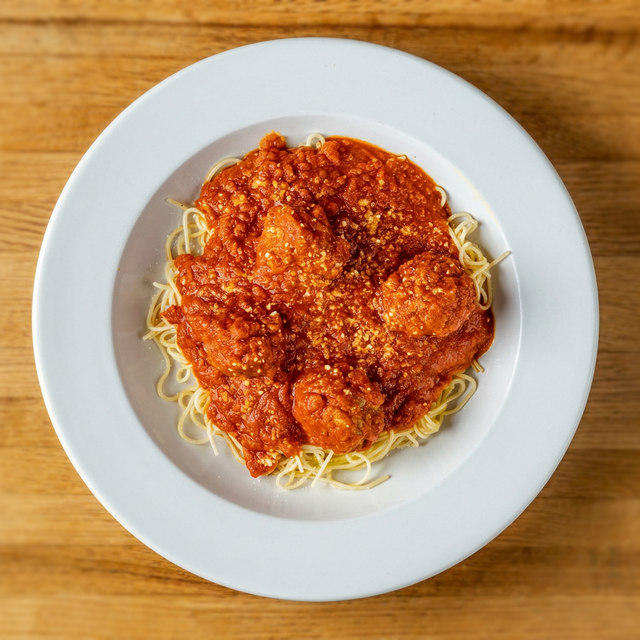 Spaghetti with Sausage or Mushrooms.