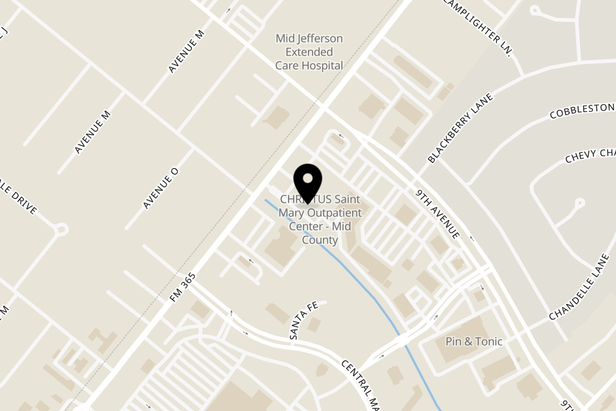 Map showing the location of Tuscany Italian Restaurant on 3600 Farm to Market Road 365 in Port Arthur